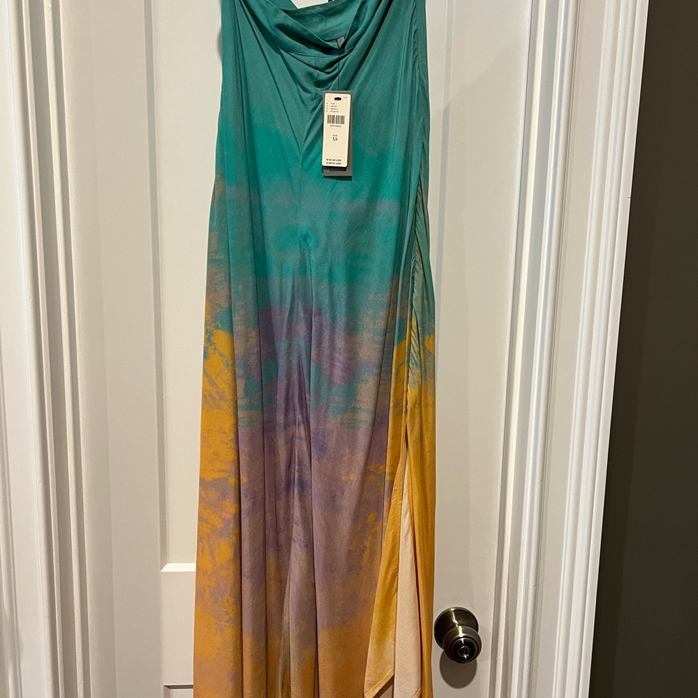 Anthropologie Teal, Orange and purple Maxi Skirt